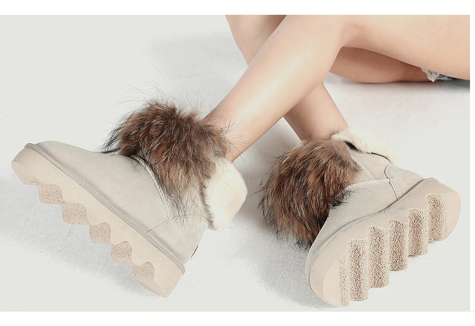 GOGC женские зимние ботинки из натуральной кожи на меху; женские ботинки на платформе; водонепроницаемые зимние ботинки для женщин; зимняя обувь размера плюс; 9726