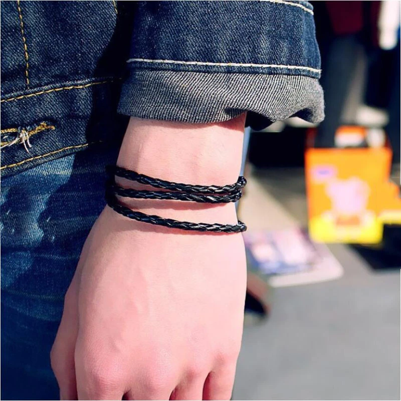 2018 nueva moda Multicolor de los hombres multicapa pulsera pulseras brazaletes pulseras de cuero para hombre - AliExpress