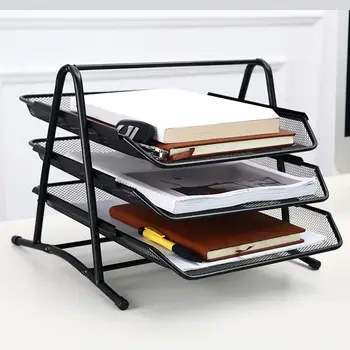 

3 Layers High Quality Office Filing Trays Holder A4 Document Letter Paper Wire Mesh Storage Organizer Metal Wire Storage Holder