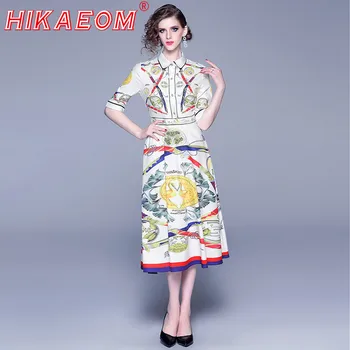 

Early Autumn New Elegant Print Waist Ladies Dress Haf Sleeve Newest Fashion Retro Floral Elegant Printed Vintage Dresses