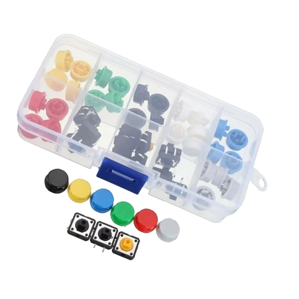 53pcs Momentary Tactile Tact Push Button Switch and Round Key Caps