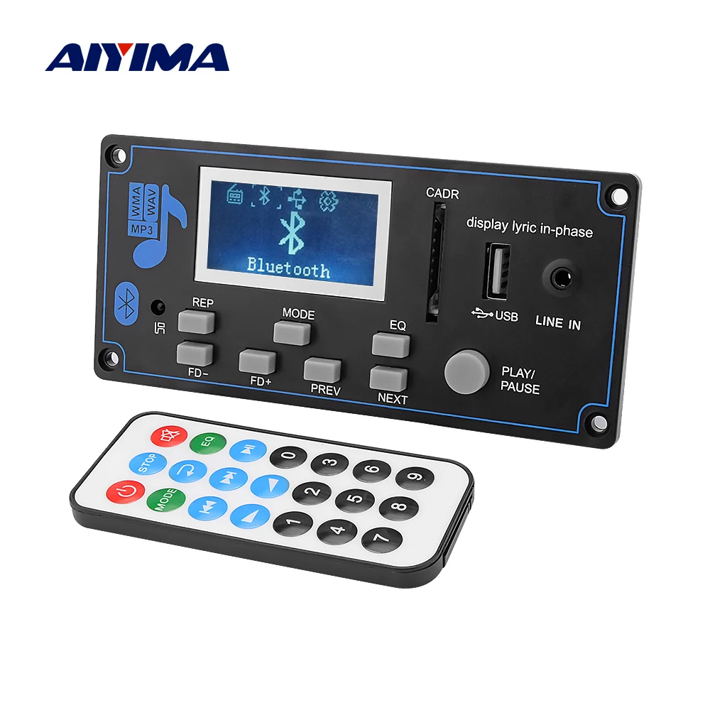 AIYIMA 12V LCD Bluetooth MP3 Decoder Board WAV WMA Decoding MP3 Player Audio Module Support FM Radio AUX USB With Lyrics Display AIYIMA 12V LCD Bluetooth MP3 Decoder Board WAV WMA Decoding MP3 Player Audio Module Support FM Radio AUX USB With Lyrics Display