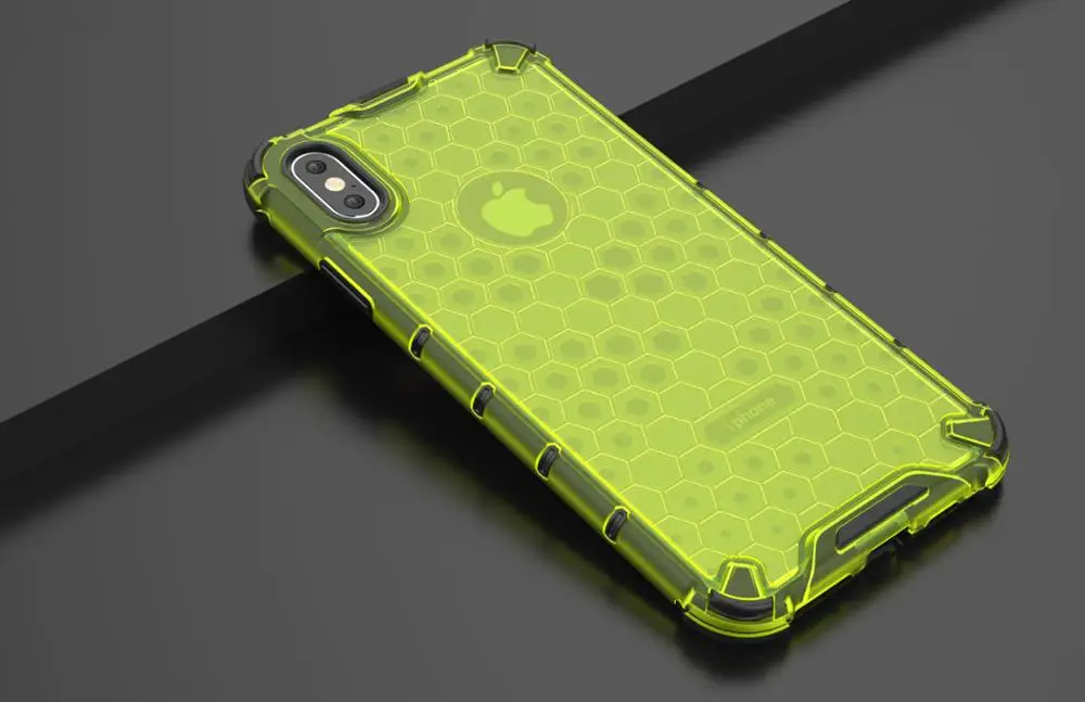 Green Подушка безопасности противоударный защитный чехол на iphone 11 Pro max Вафельная Ткань Прозрачный жесткий чехол для iphone xr x xs max 6 6s 7 8 plus чехол - Цвет: Green