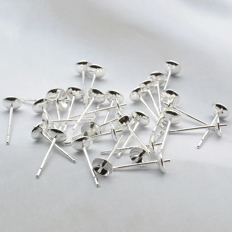 

20pcs Copper Earrings Settings 3/4/5/6mm Blank Round Base Cup Shape Stud DIY Earring Jewelry Making Materials