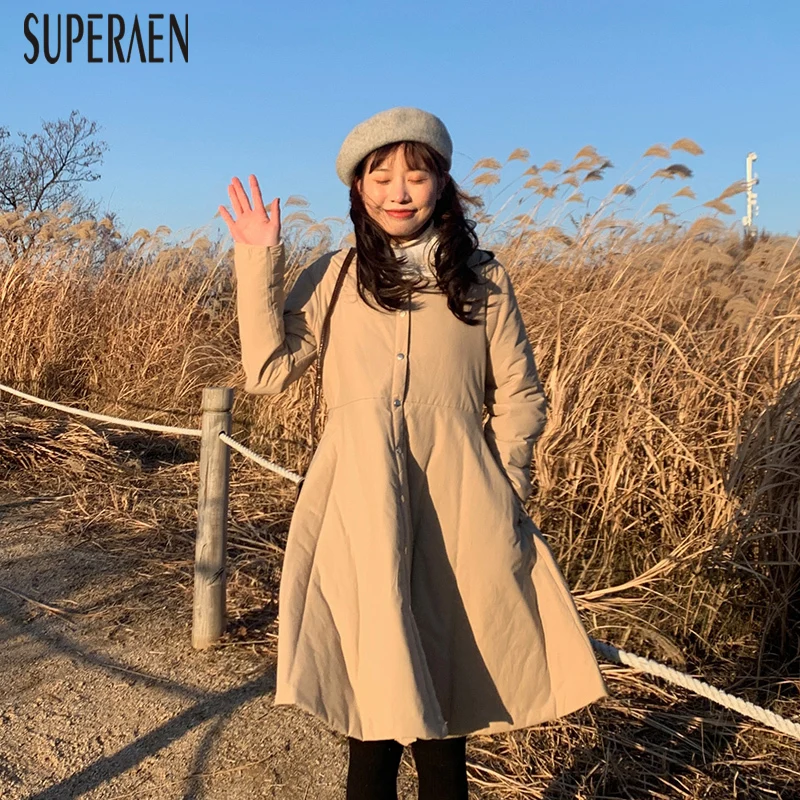 SuperAen, теплые парки, пальто для женщин, новинка, осень и зима, одноцветные парки для девочек, пальто, хлопковое пальто, Хлопковая женская одежда
