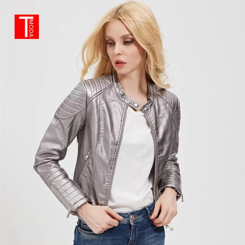 Куртка TMODA292 женская из искусственной кожи мотоциклетная верхняя одежда