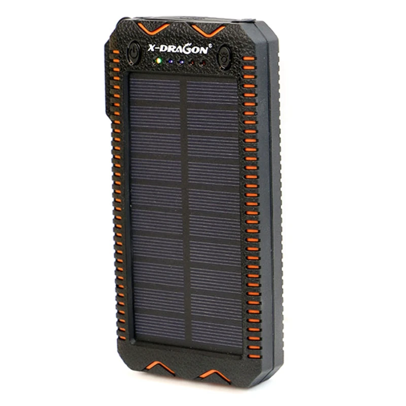 

X-Dragon Outdoor Waterproof Solar Power Bank 15000 Mah Portable Solar Charger with Cigarette Lighter and Led Lighting