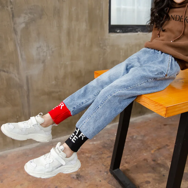 Весна 2019 новая детская одежда модные вельветовые джинсы для девочек штаны в