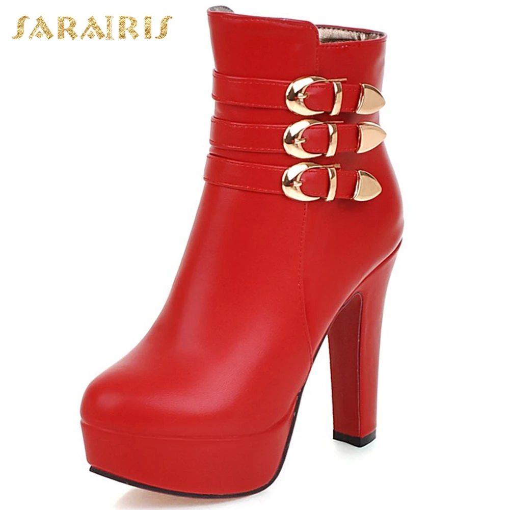 

Sarairis 2019 new arrivals Big Size 43 Dropship Platform Ankle Boots Woman Shoes High Heels Zip Up Shoes Women Boots