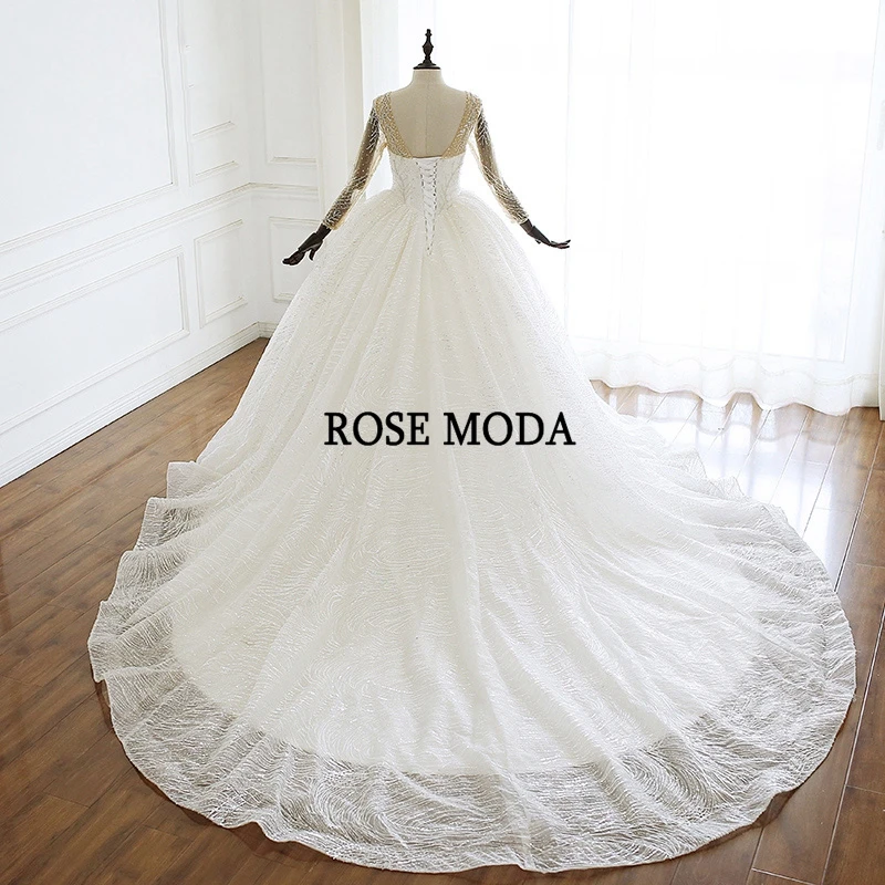 Rose Moda роскошное кружевное свадебное платье с длинными рукавами и длинным шлейфом, модель года