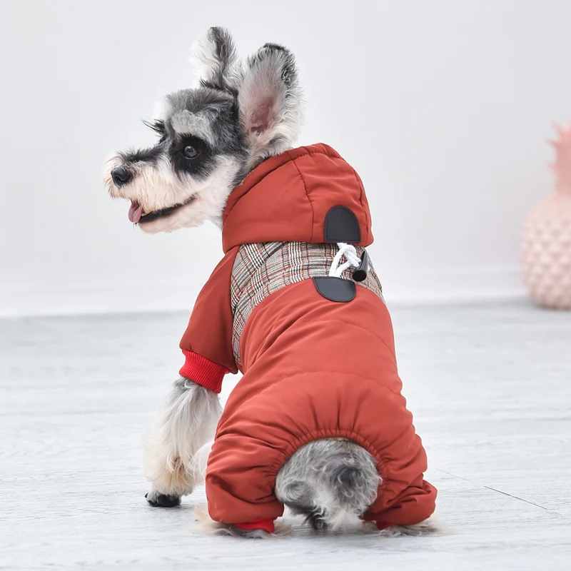 Модная резинка Костюм Собака Красный Синий S XXL Pet комбинезон для маленьких средних животных Pitbull пудель, Йорк зимнее пальто с меховыми товарами