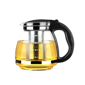 

1pc 2000ml Household Tea Pot Glass Teapot Stainless Steel Filter Handle Heat Resistant Glass Teapot Drinkware Teaware