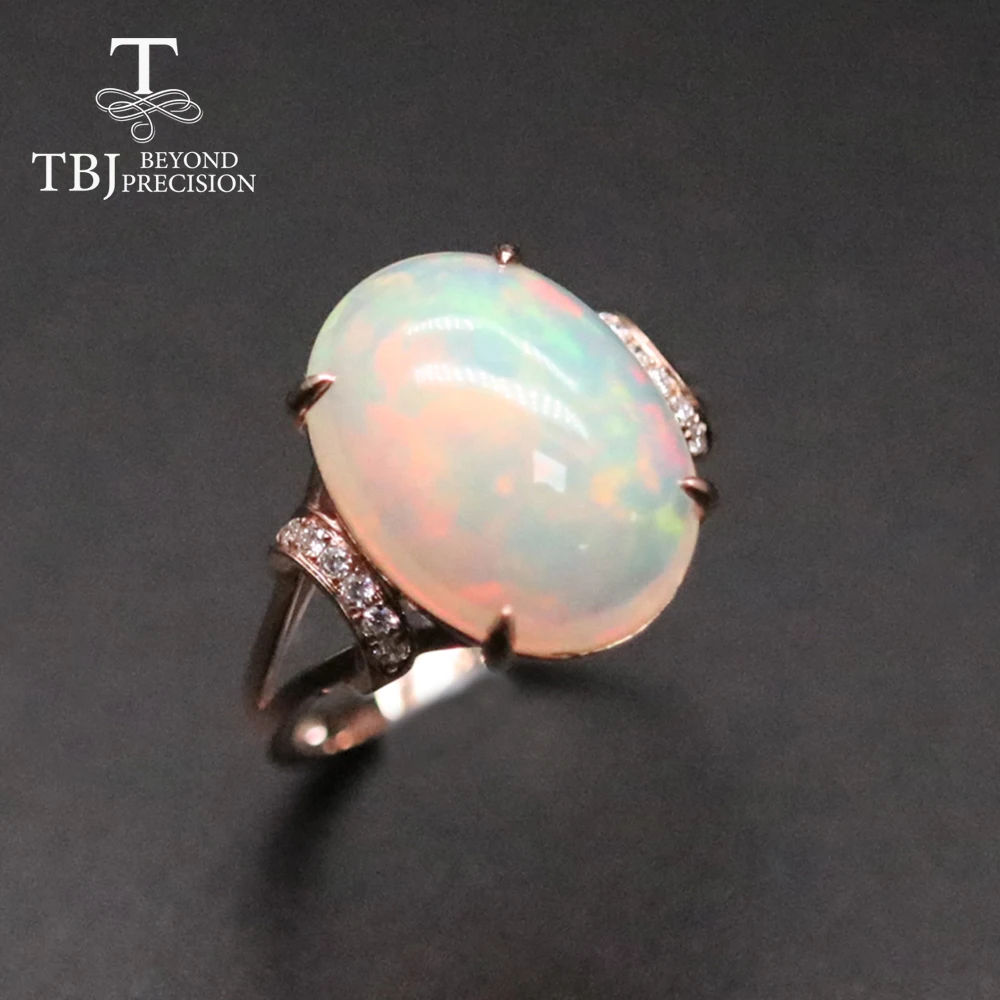 

Tbj,new 14k rose gold diamond 5.6ct Opal Ring Natural Ethiopia Opal oval cut 12*16mm gemstone fine jewelry for women gift