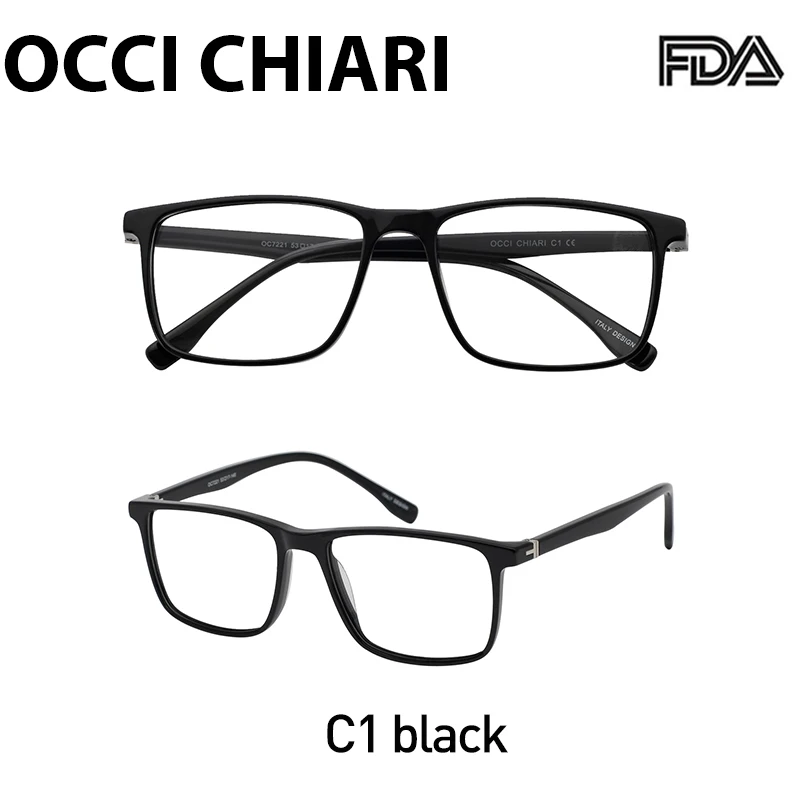 C1 Black OCCI CHIARI мужские очки оправа компьютерные очки Ретро близорукость рецепт сверхлегкие прозрачные линзы оптические очки OC7233 - Цвет оправы: C1 Black