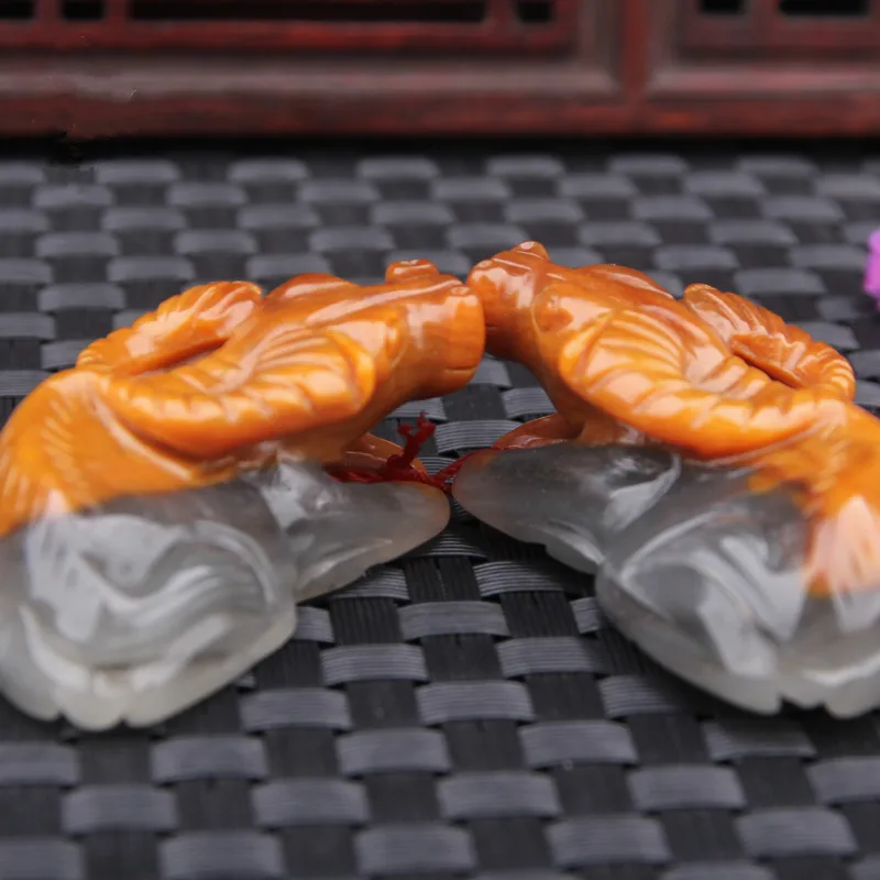 Натуральный Китай HUANGLONG yu Крупный рогатый скот ручные игральные части Цяо цвет зодиакальные животные yu изящное подвесное ожерелье ювелирные изделия