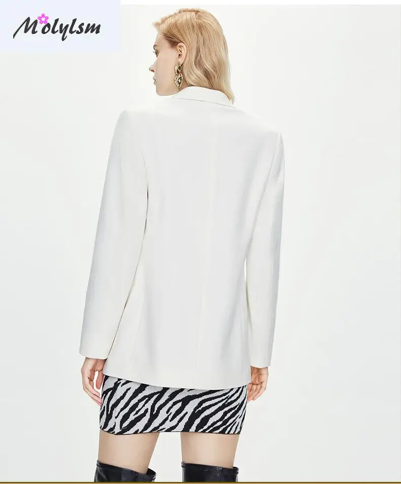 Autumn\Winter 2020 New Korean Blazer Medium Length Double Breasted Fashion Counter Suit Temperament Coat