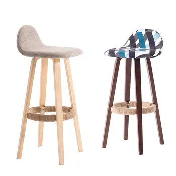 

Bar Chair Backrest Wrought Iron Bar Chair Home Bar Stool Modern Minimalist Bar Stool Solid Wood Nordic High Stool