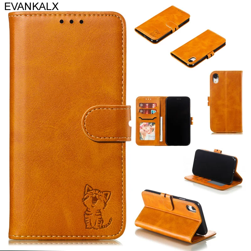 

EVANKALX Luxury Leather Magnetic Wallet Case For iPhone 8 7 Plus Case For iPhone X XS Max XR card slot flip Case For iPhone 6 6s