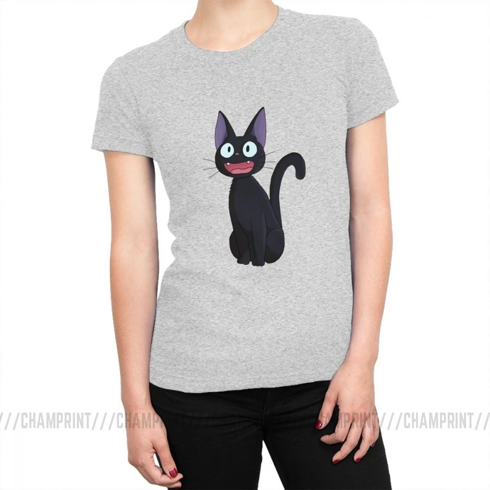 Женская Kiki служба доставки футболка Японская ведьма Jiji Cat футболки кавай эстетические хлопковые топы футболки Корейская женская одежда - Цвет: Серый