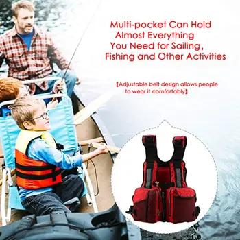 

Multi Pocket Reflective Adjustable Waistcoat Jacket With Whistle For Swimming Fishing Surfing Boating Adult Life-saving Vest