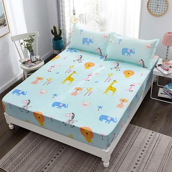 

Cartoon Small Animals Printed Bed Sheet with Elastic Band 100% Cotton Mattress Cover Bed Linen Bed Sheet Twin Full Queen Size