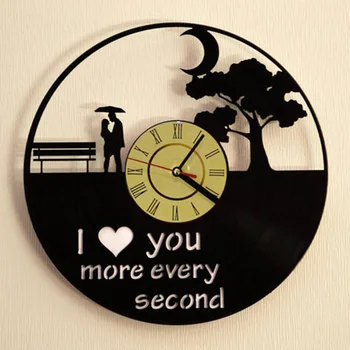 

I Love You Romantic Love Vinyl Record Wall Clock Modern Design Wedding Anniversary Marriage Love Story Wall Clock