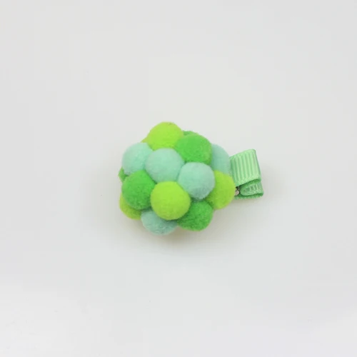 Green-Clips 2 шт./лот, милые разноцветные резинки для волос ручной работы с помпонами для маленьких девочек, детские резинки для волос с помпонами на подкладке, эластичный держатель для волос из кожи аллигатора, HT064 - Цвет: Green-Clips