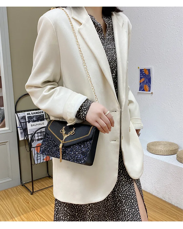 2021 Reindeer Women Handbags Deer Christmas Style Clutch Woman Purse Evening Handbags Shoulder Wedding Dinner Crossbody Bag