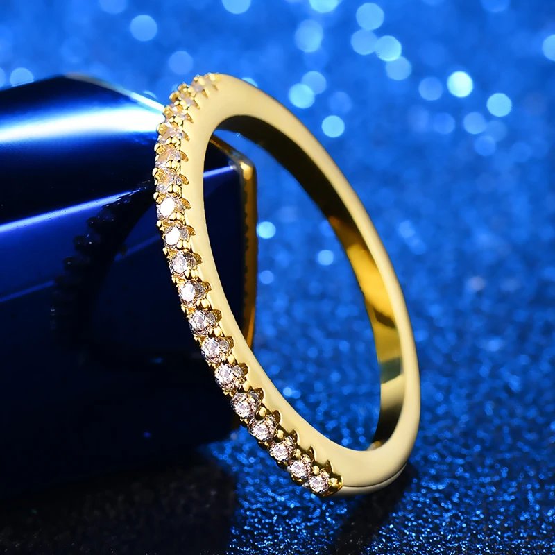 Модные круглые циркониевые женские обручальные кольца с сивером цвета CZ хрустальные вечерние Обручальные кольца ювелирные изделия подарок - Цвет основного камня: Yellow Gold