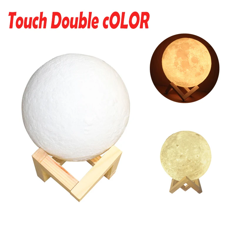 Touch 2 Color Лунная лампа Ночной светильник 3D принт лунный светильник светодиодный с регулируемой яркостью сенсорный/Pat/пульт дистанционного управления перезаряжаемый прикроватный стол настольная лампа Прямая поставка - Испускаемый цвет: Touch 2 Color