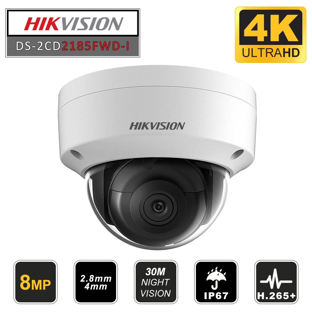 HIKVISION английская версия 8MP POE ip-камера DS-2CD2185FWD-I уличная камера Сеть ИК камера видеонаблюдения H.265+ sd-карта