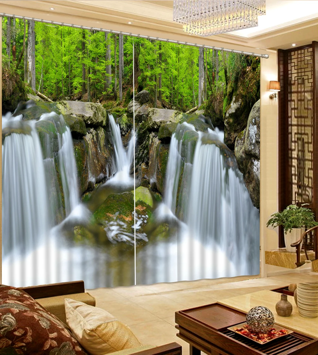 

3D фотообои с изображением водопада, затемняющие занавески с высоким затенением для гостиной, спальни, декоративные занавески