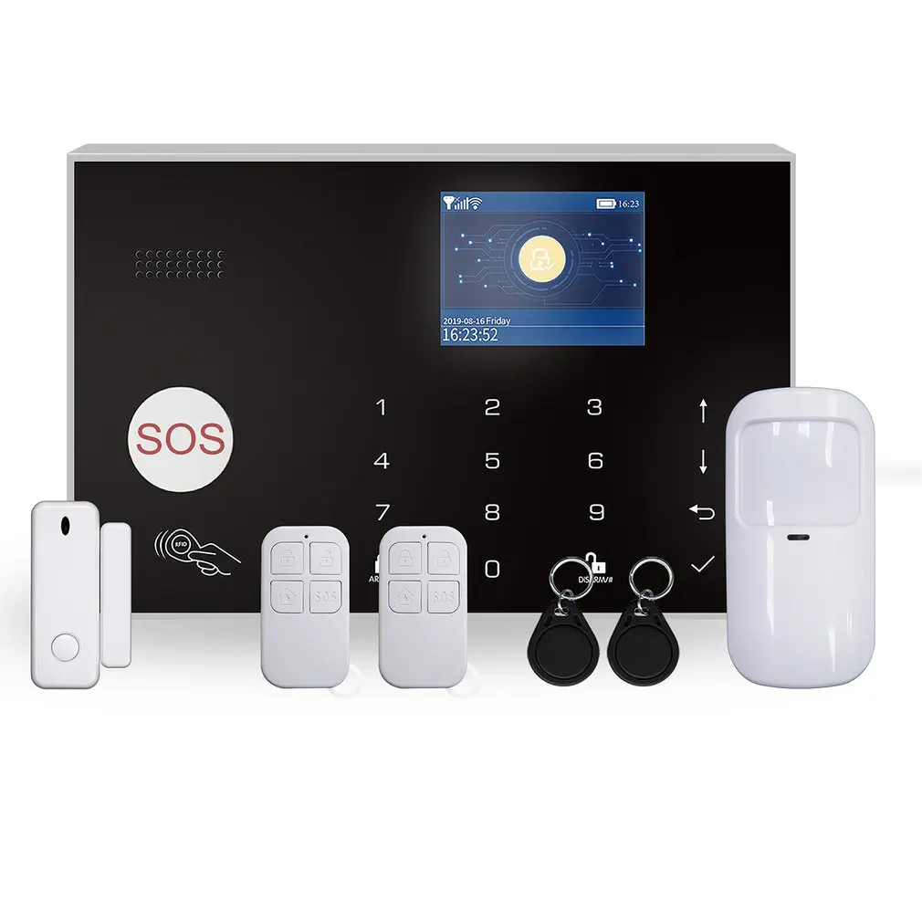 

Wifi GSM Alarm System Tuya Alarm 433MHz Wireless & Wired Detector Burglar Alarms RFID Card TFT LCD Touch Keyboard 11 Languages