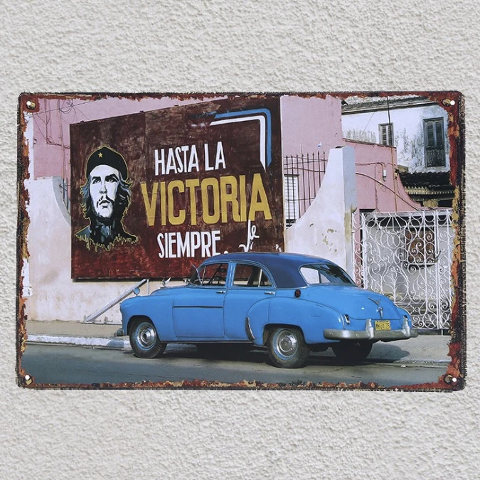 1 шт. Hasta la victory Cuba Che Guevara Rebels античный автомобиль жестяная пластина знак стены человек пещера украшения художественный плакат Металл Винтаж