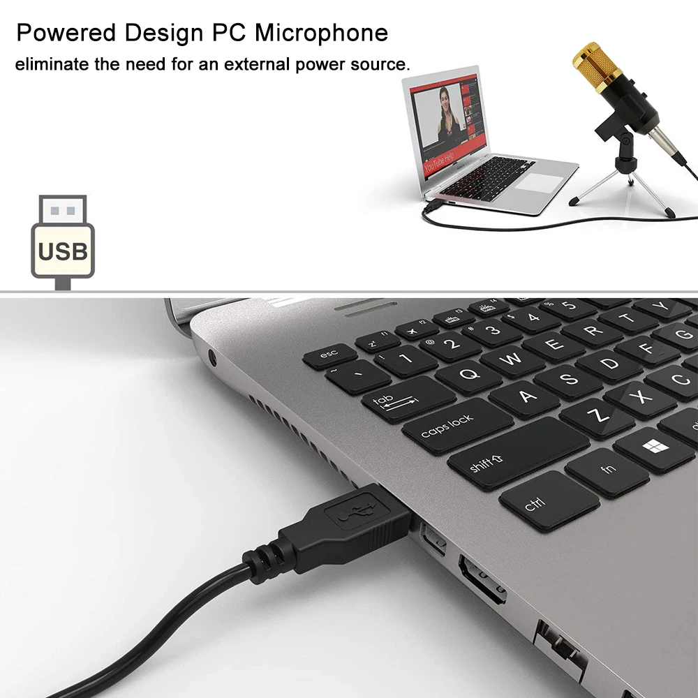 Конденсаторный микрофон GEVO BM 900 для компьютера проводной USB со штативом запись ПК