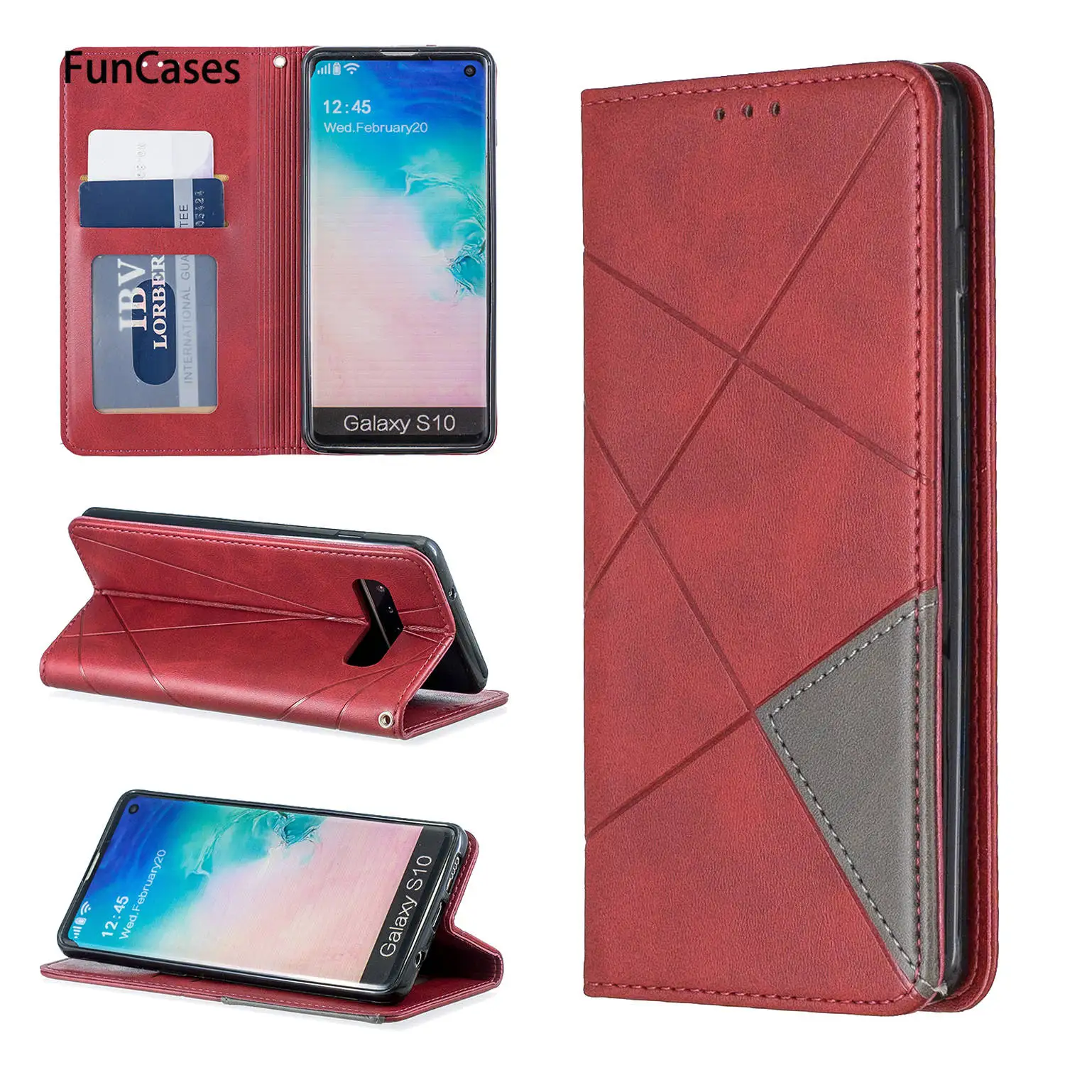 Чехлы для телефонов с бумажником Капа samsung S10E из искусственной кожи откидной