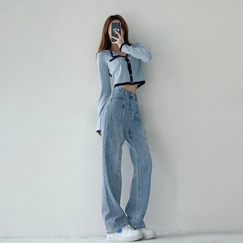 jeans jacket Vintage High Waist Jeans Women Y2K Korean Fashion Baggy Woman Jean Loose Straight Pants For Women Denim Jean 2022 New Streetwear miss me jeans