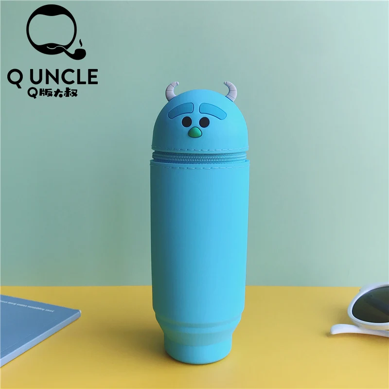 Q UNCLE Blue, мультяшная Кисть для макияжа, трубка для хранения, силикагель, водонепроницаемые косметички, милый макияж, в форме бочонка, модный держатель для ручек