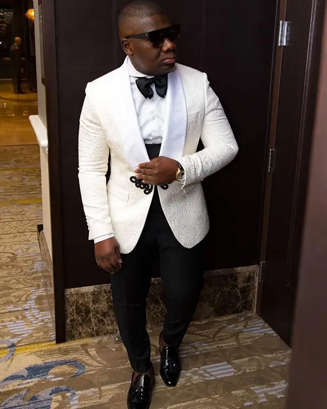 Terno 3 Pieces Men Suits For Wedding 2019 Custom Made Classic White Blazer Business Prom Suits Groomsmen Groom Mens Tuxedo
