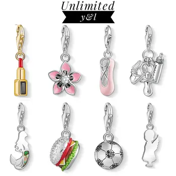 

Pink Shoes Flower Football Baby Bottles Angel Lipstick Charm Pendant 925 Sterling Silver Bracelet Necklace Jewelry Accessories