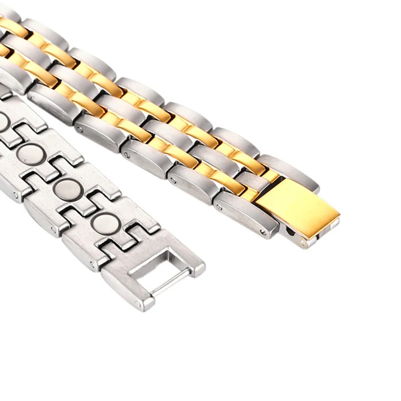 Magnetic Stainless Steel Bracelet 20.5cm for Men Gold Color Powerful Magnet Health Energy Bracelets pulseira magnetica