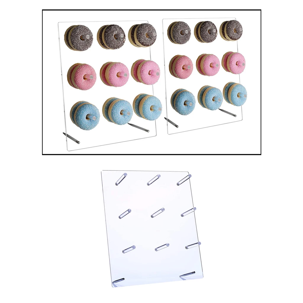 Clear Donut Display Wall Stand Holder Doughnut Bagels Table Decor Reusable for Wedding Birthday Party Treats Supplies