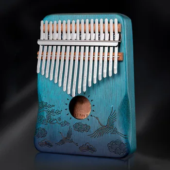 

Portable Finger 17 Keys Acoustic With Tune Children Musical Instrument Gradient Blue Thumb Piano Wooden Kalimba Adults