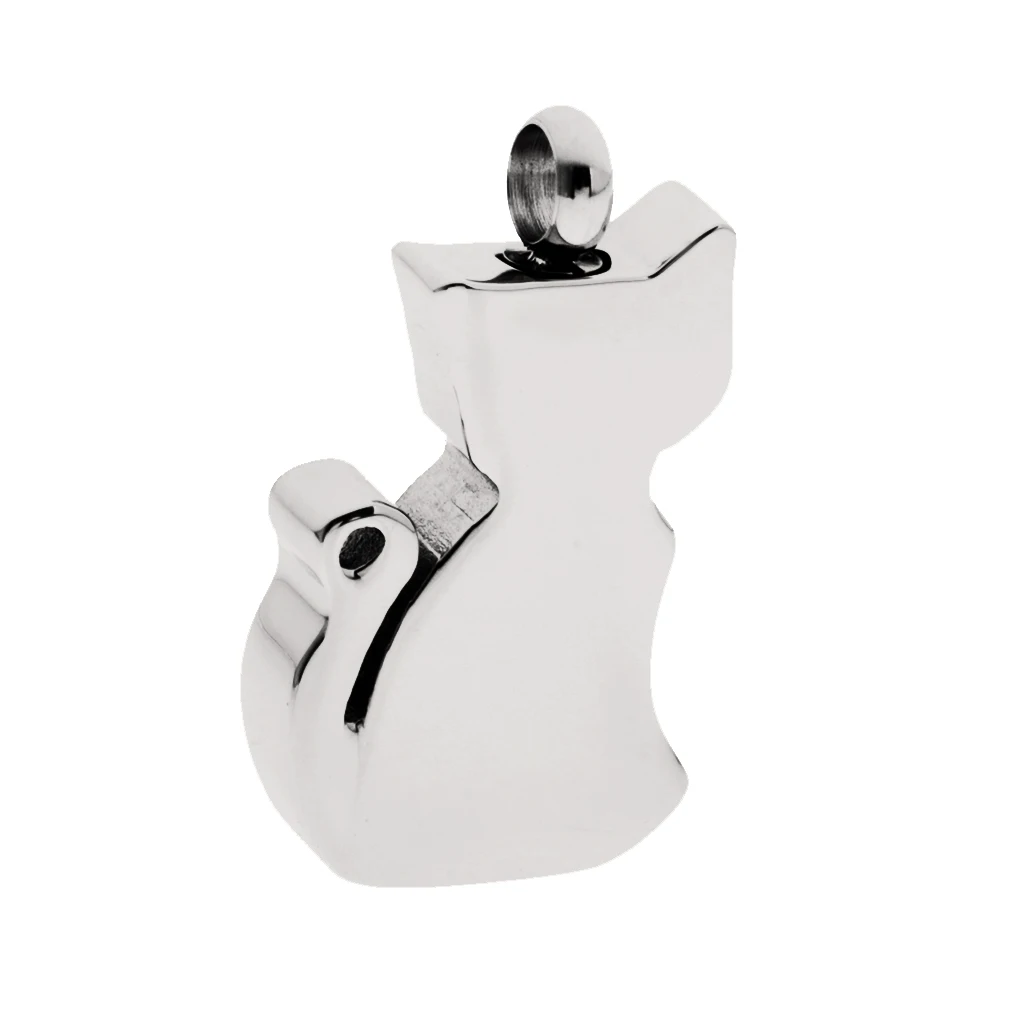 Metal Cat Urn Cremation Pendant Ash Holder Mini Keepsake Jewelry Silver