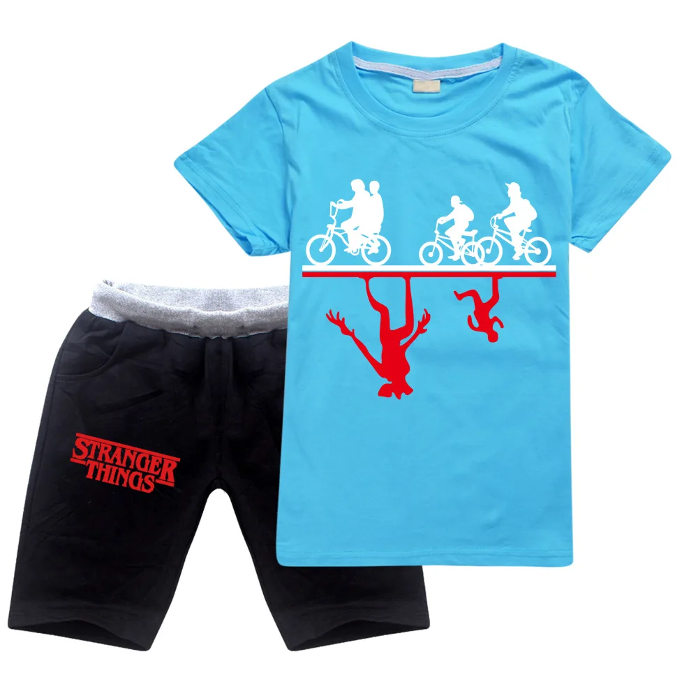Stranger Things Boys Short Sleeve T Shirt Cotton Spanish Baby Clothes Baby Girl Outfit Yongth Clothing Tshihrt Short Pants Suit barbie clothing sets	 Clothing Sets