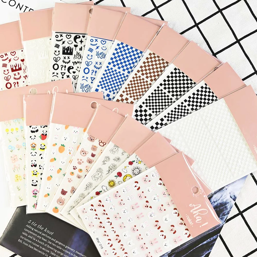Aha Fashion Design Nail Decals Luxury Brand Designner Nails Art Sticker Pattern Nail Sticker