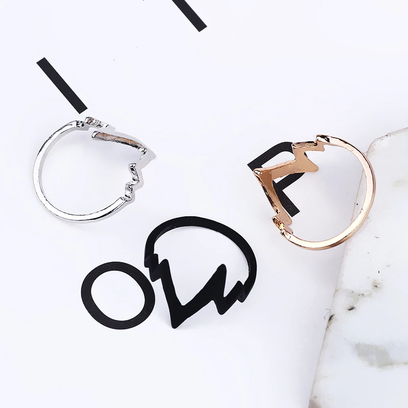 Кольцо с электрокардиограммой для мужчин и женщин|black gold|ring blackblack gold jewelry |