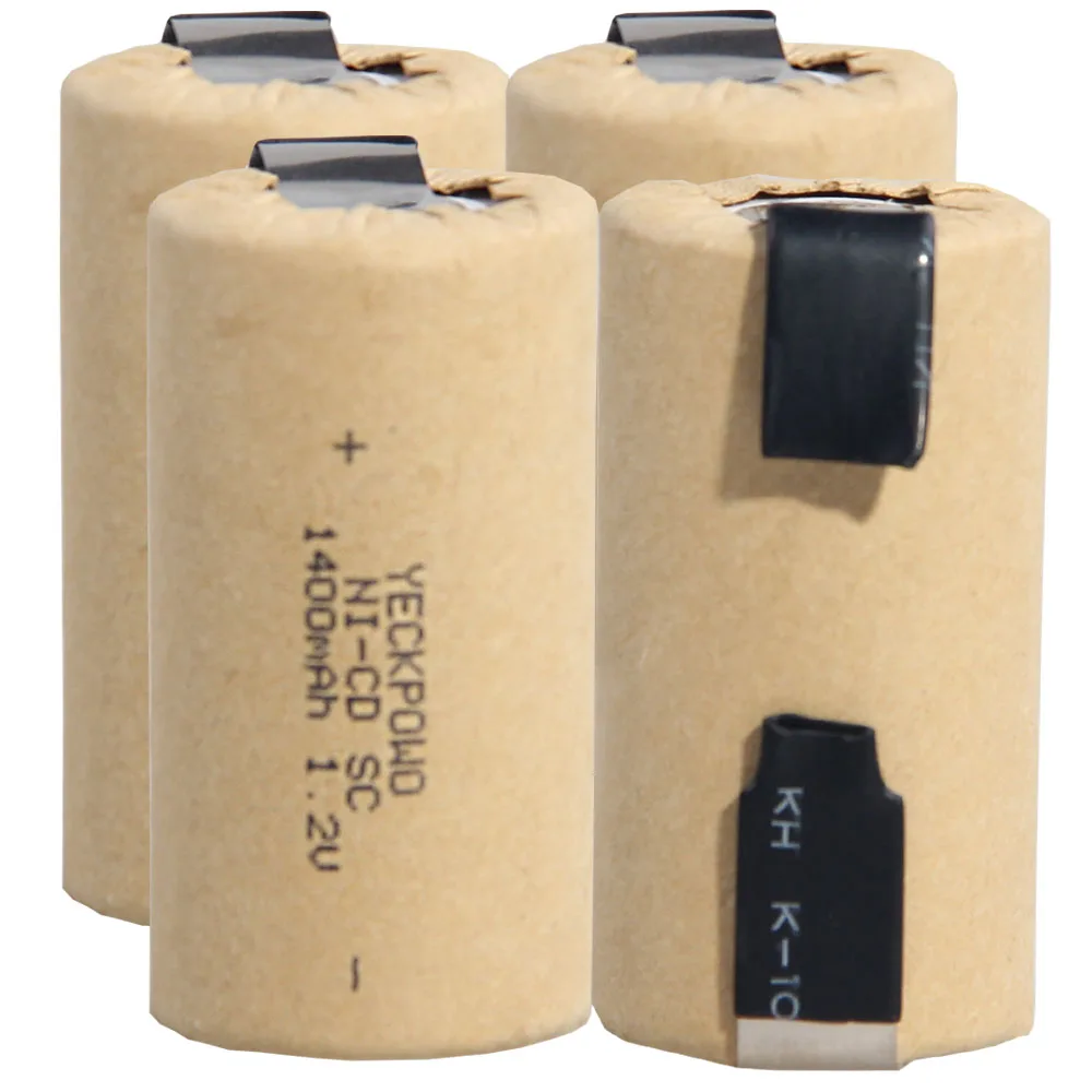 4 шт аккумулятор SC 1,2 V батареи для электроинструментов 1400mah nicd 4,25 cm* 2,2 cm цвет случайный