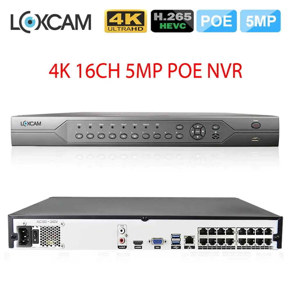 Сетевой видеорегистратор LOXCAM H.265 + 16 каналов 5 МП устройство 4K для 48 в POE IP камер