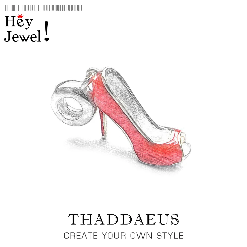 Red Shoe Open Toe Pump Charm Beads Bead Fit Bracelet Pure 925 Sterling Silver European Karma Jewelry Pumps Gift for Women Red Shoe Open Toe Pump Charm Beads Bead Fit Bracelet Pure 925 Sterling Silver European Karma Jewelry Pumps Gift for Women